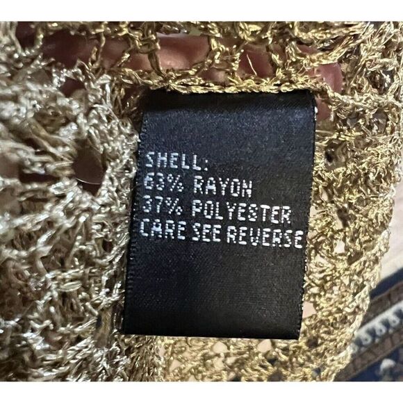 Carmen Marc Valvo Collection Women XL Dressy Twin Set Top Gold Sequins Textured - Picture 10 of 13